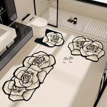 Elegant Floral Diatomite Bathroom Mat Set 3 Piece Non Slip