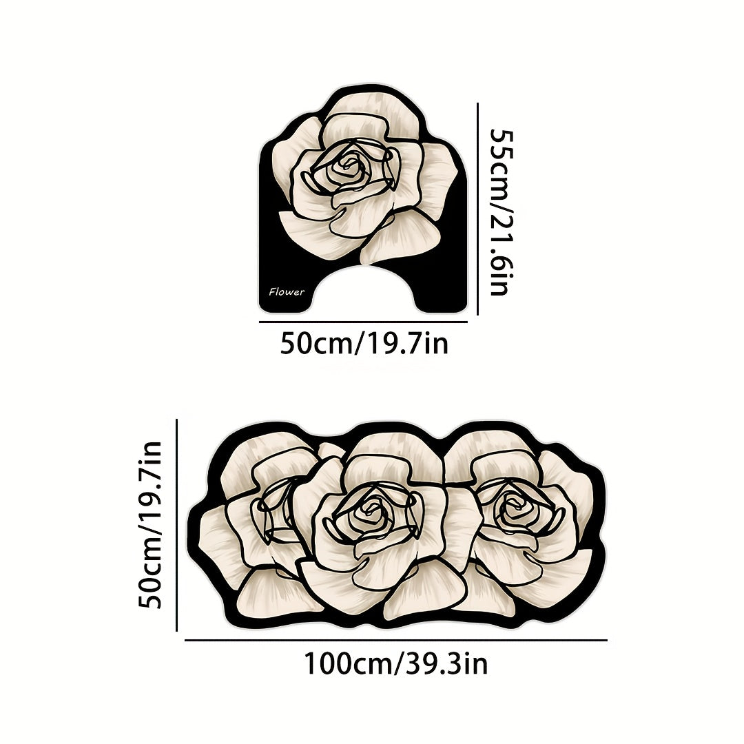 Elegant Floral Diatomite Bathroom Mat Set 3 Piece Non Slip