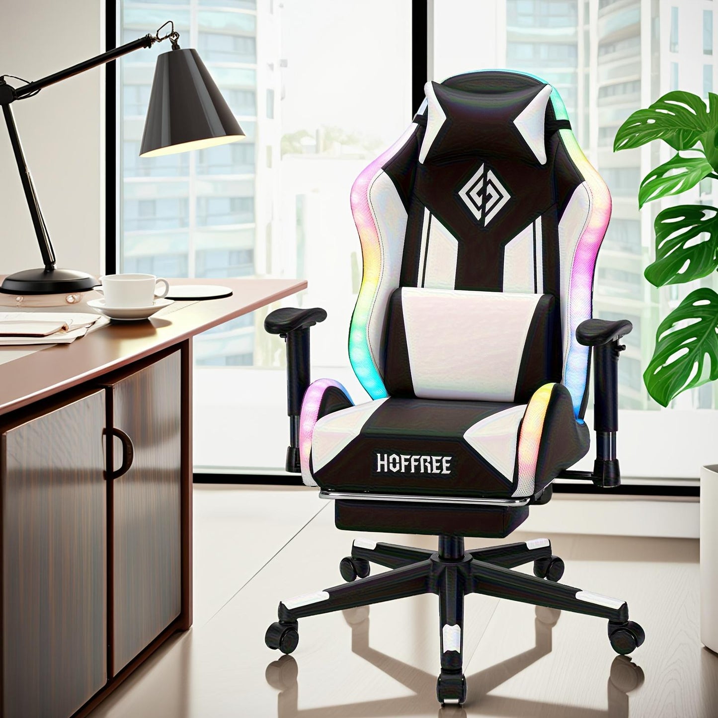 Gaming Chair With RGB Lights Ergonomic Gamer Chair With Footrest