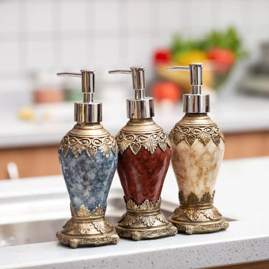 Retro Agate Bottles Dispenser With Rustproof Pump For Oils
