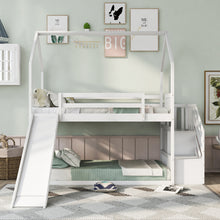 White Space-Saving Design of a Twin Over Twin Bunk Bed Featuring a Convertible Slide And a Staircase with Storage