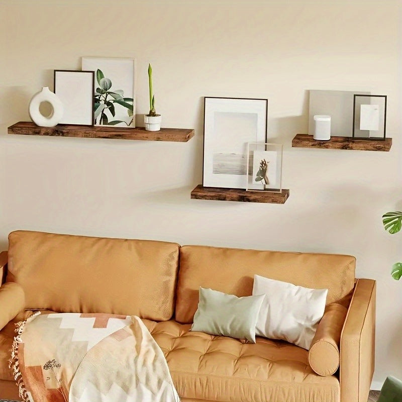 LDQ Rustic Floating Shelves With Hidden Brackets For Wall Decor