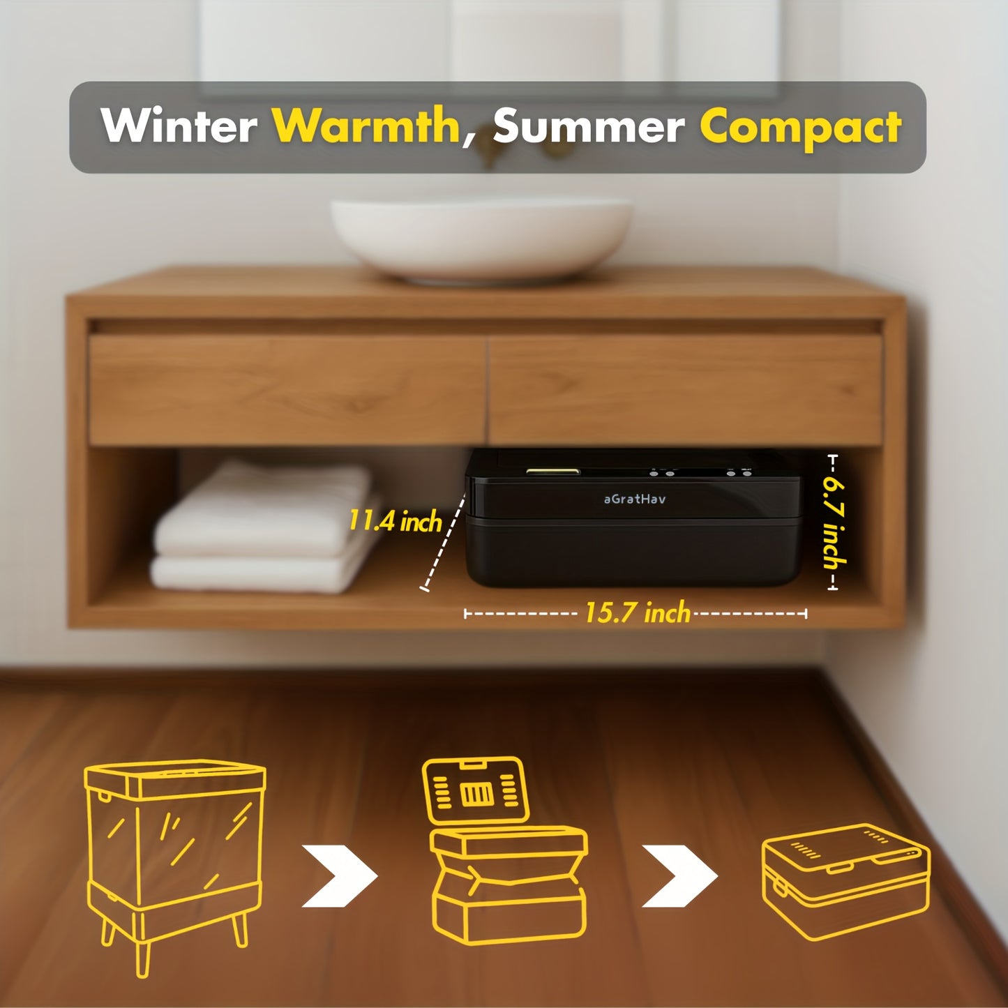 AGRATHAV Foldable Towel Warmer Bath Blanket Heater With Timer
