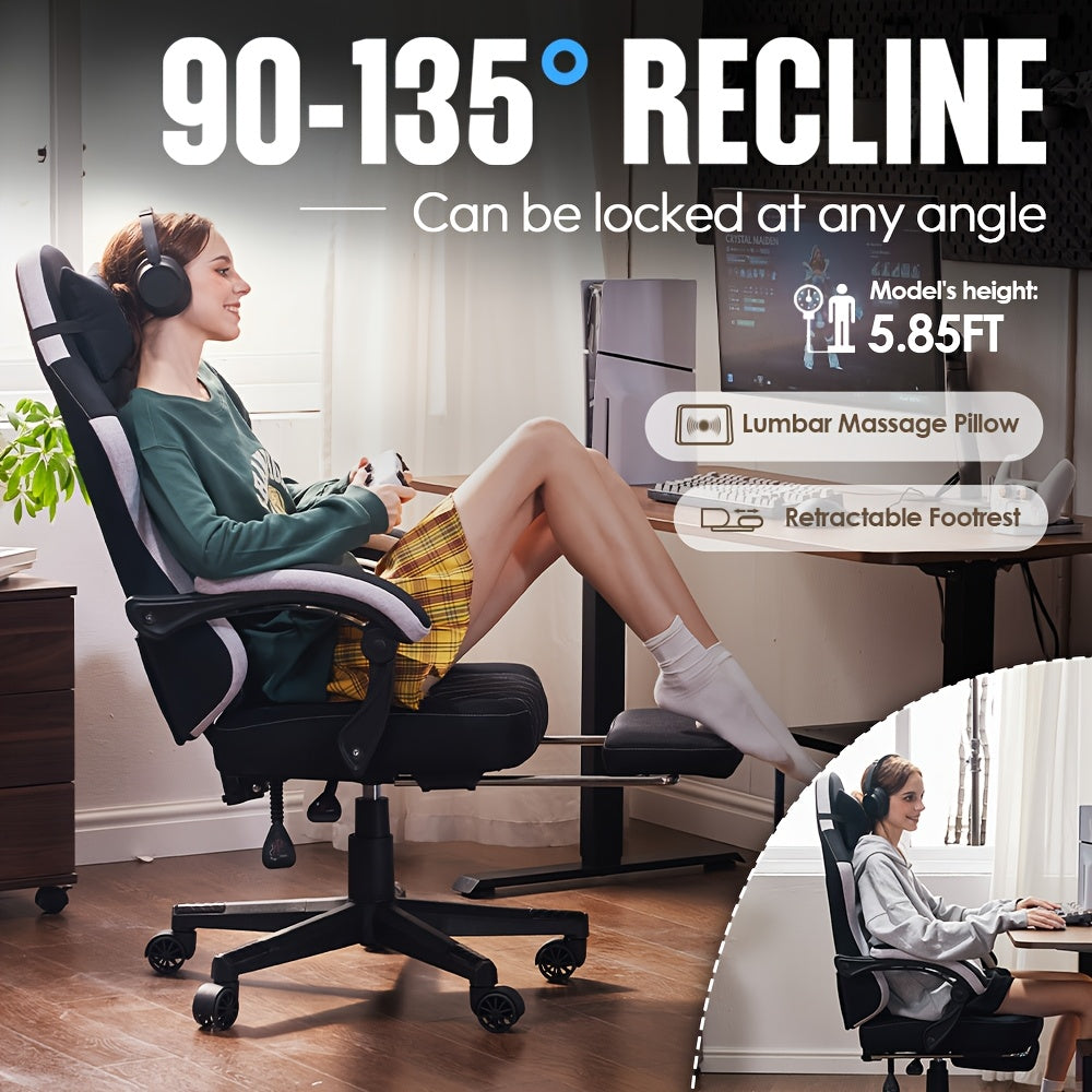 Ergonomic Gaming Chair With Pocketed Spring Cushion