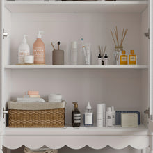 FUFU&GAGA Freestanding Bathroom Cabinet With Frosted Glass Doors