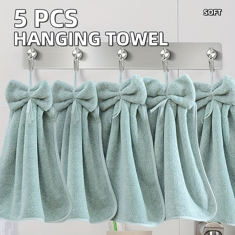 Fleece Bow Hand Towels Modern Kitchen Bathroom Set