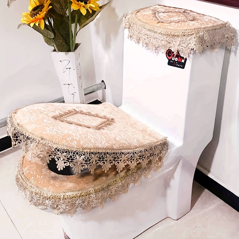 Elegant Lace Edge Toilet Seat Cover 3 Pack Soft Microfiber