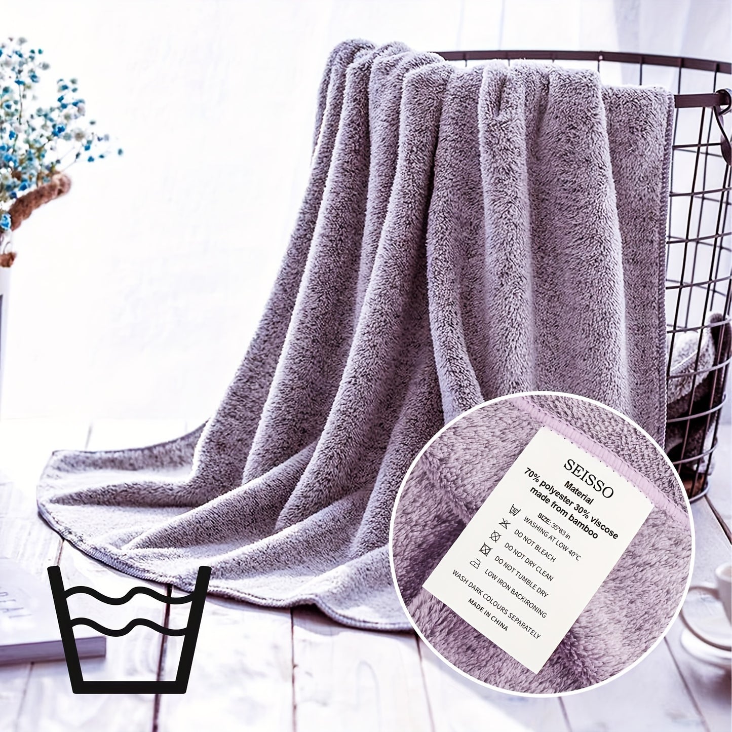 Bamboo Fiber Bath Towel Set 4 Pack Premium Soft Absorbent