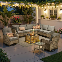 HOOOWOOO Outdoor Patio Furniture Set Wicker Sectional Sofa Swivel Chairs