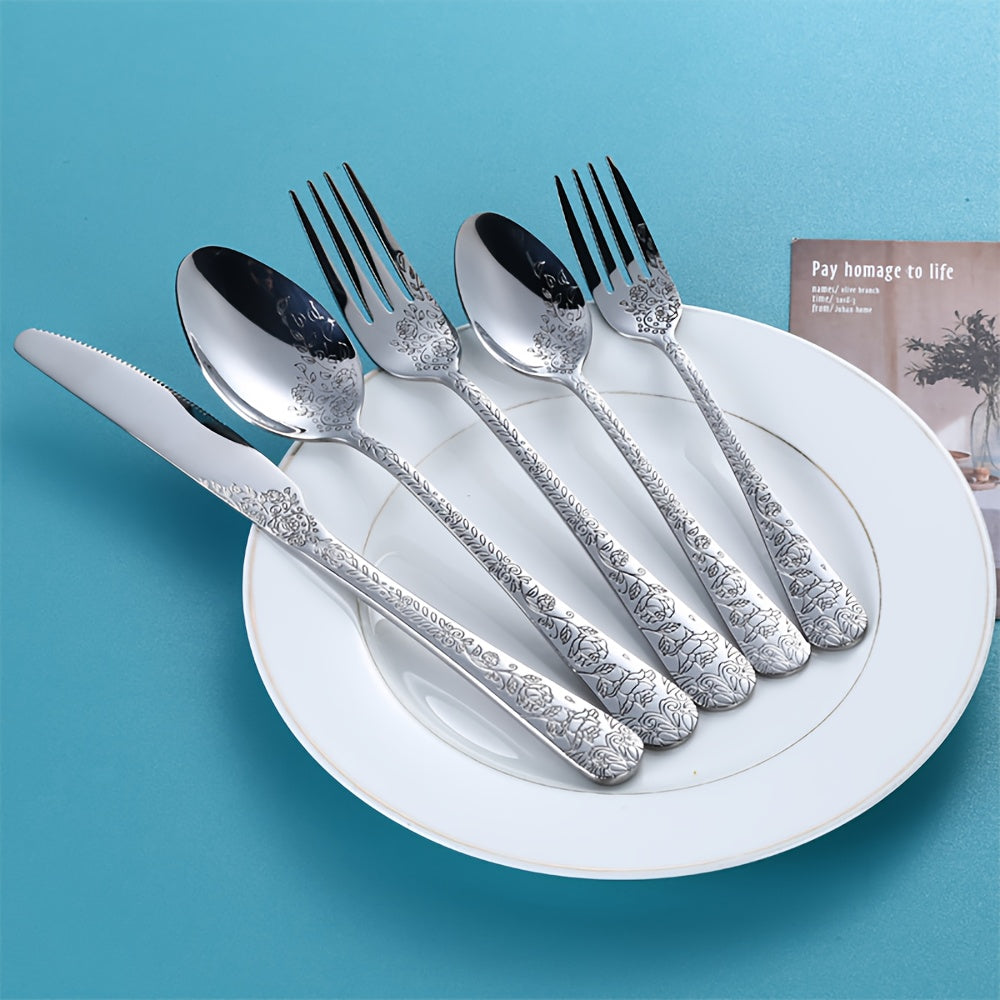 Stainless Steel 20 Piece Cutlery Set Fork Knife Spoon Kitchen Utensils