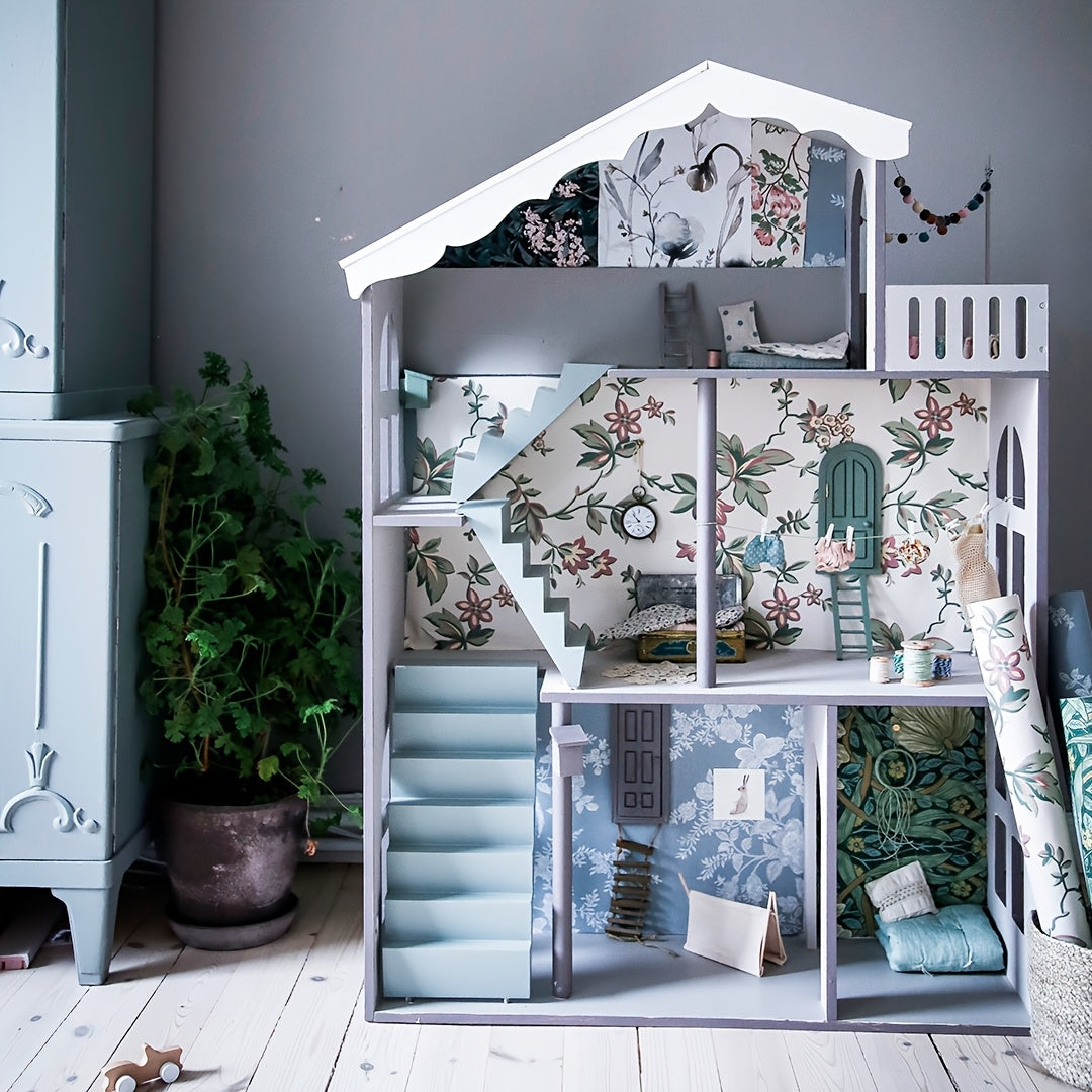 HILIROOM 3 Tier Freestanding Kids Bookshelf Dollhouse Storage