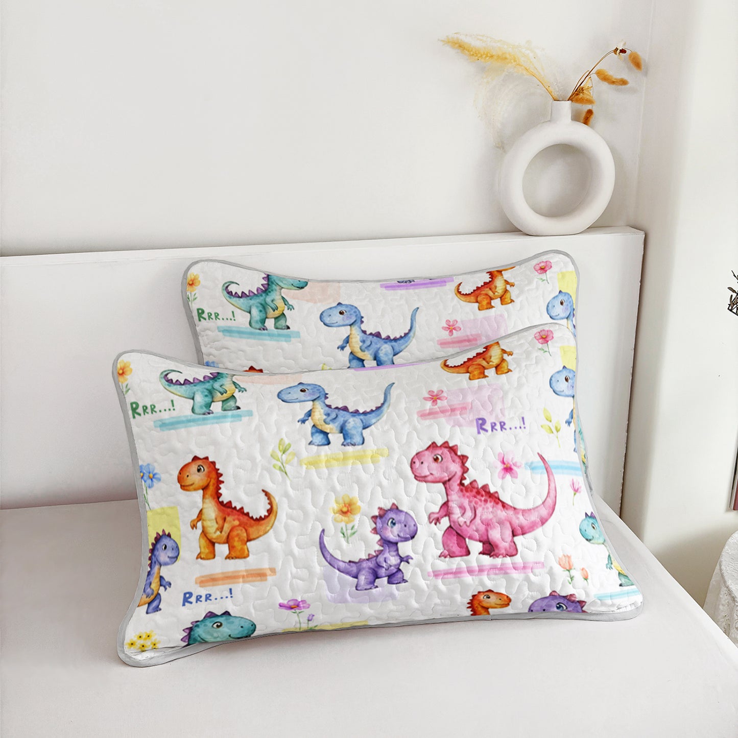 Dinosaur Bedding Set All Season Microfiber Quilted Duvet With Pillowcases