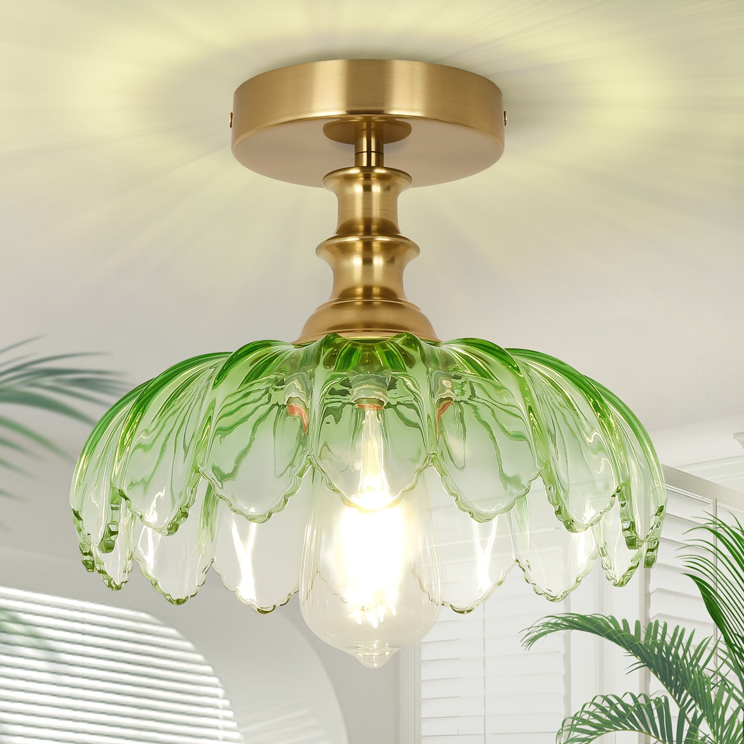 POMITOS Semi-Recessed Retro Gradient Petal Pendant Light Glass Shade