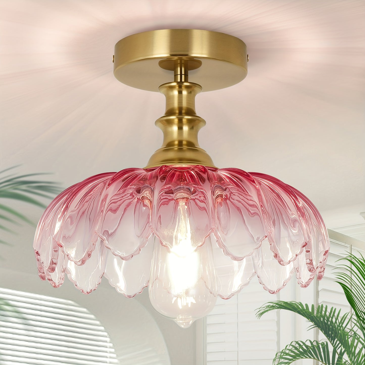 POMITOS Semi-Recessed Retro Gradient Petal Pendant Light Glass Shade