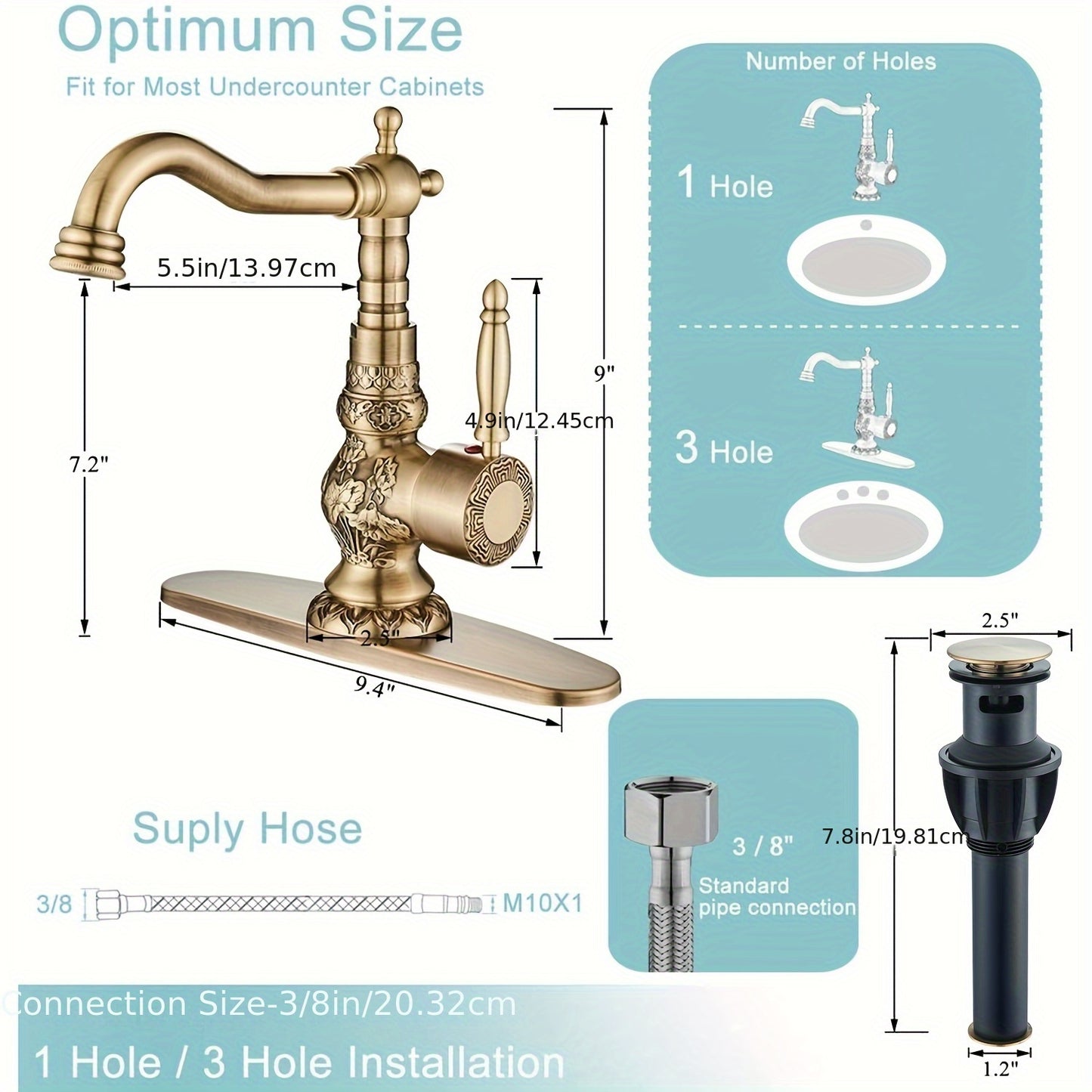 YAGATAP Antique Brass Centerset Vessel Faucet Deck Plate