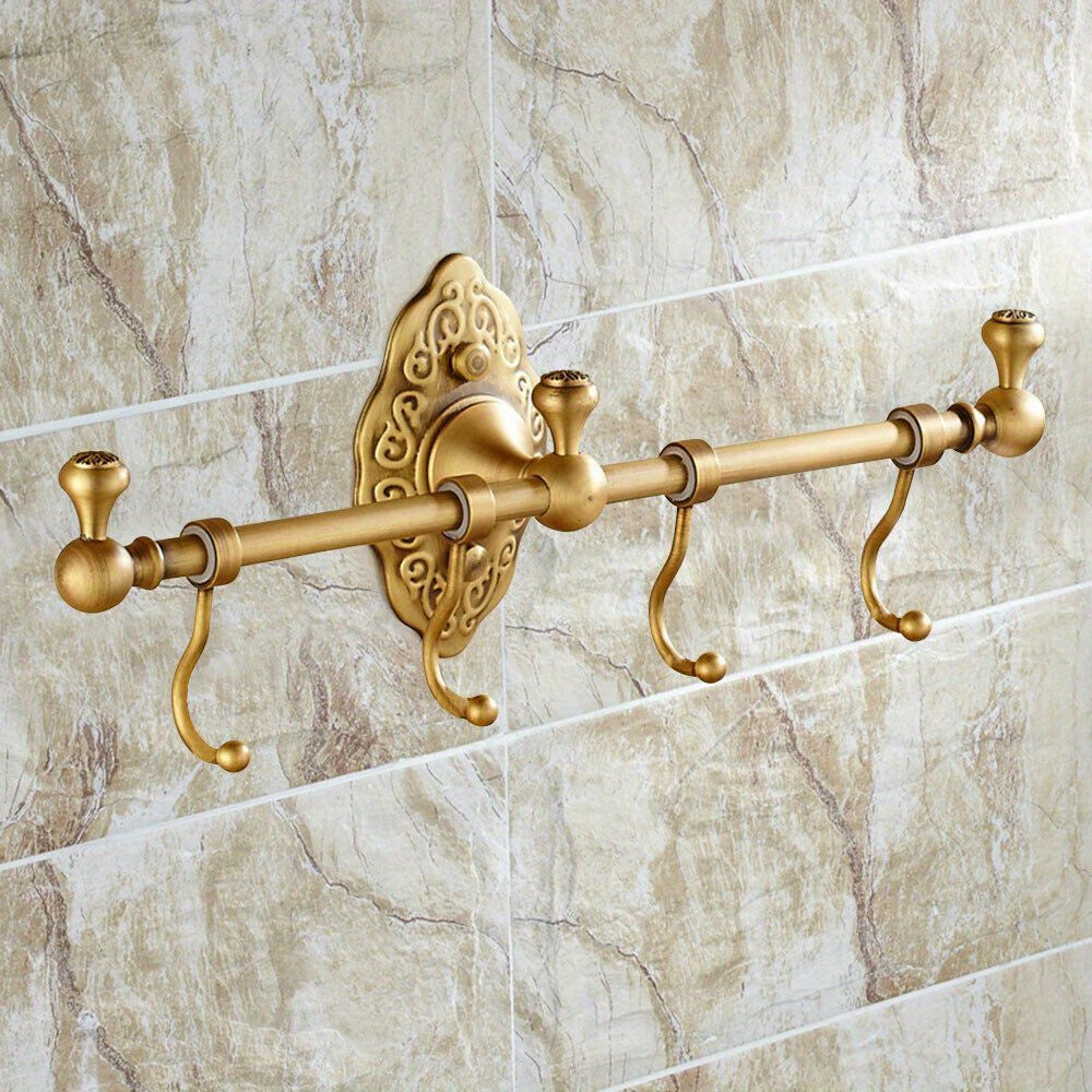 GDRASUYA Brass Wall Mounted Towel Bar Rack With Shelf Hooks