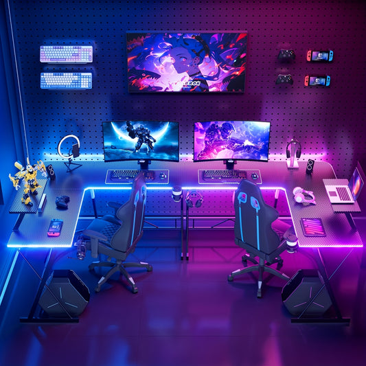 MUSEN L Shaped Gaming Desk With Monitor Stand