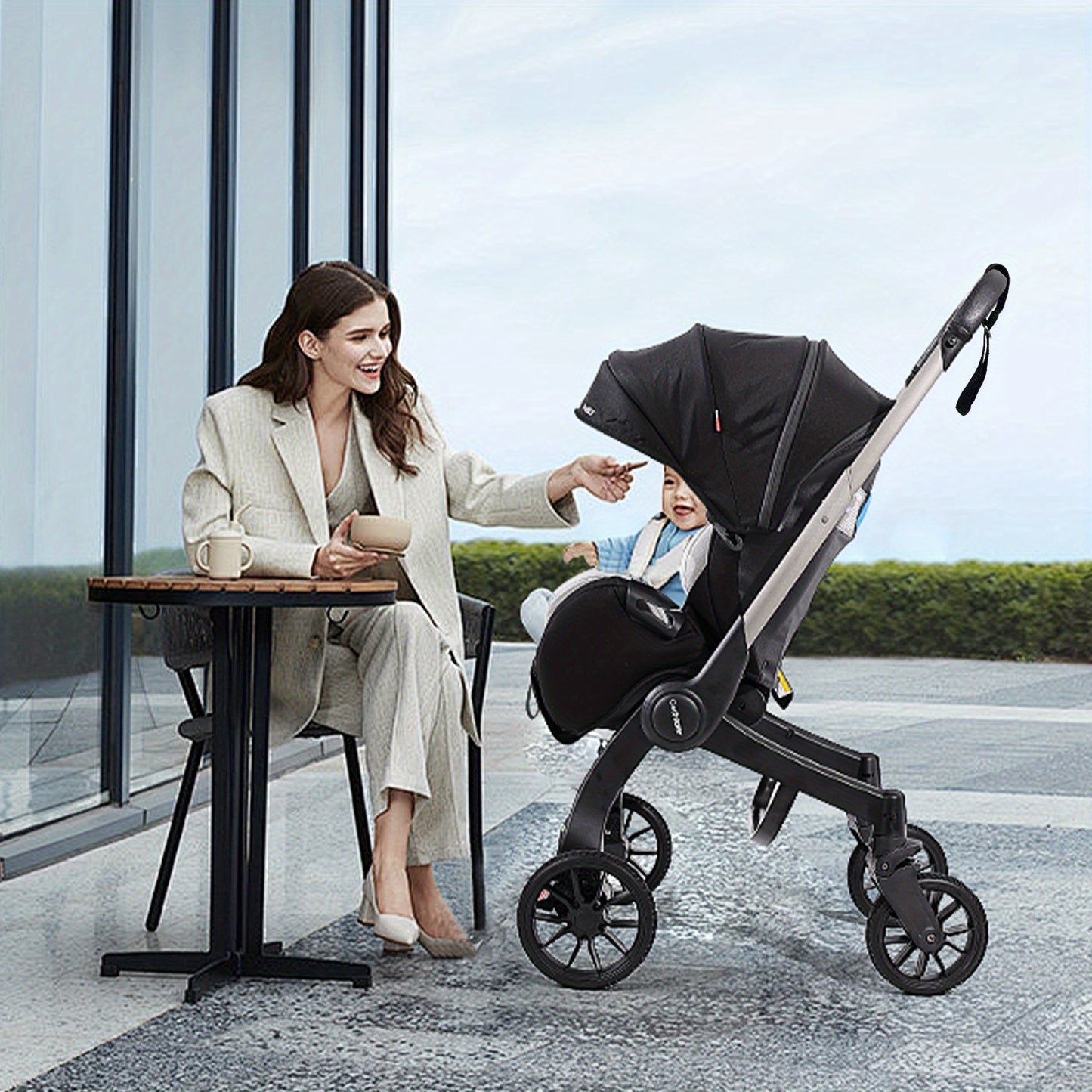 Cochildor Reversible Foldable Baby Stroller Sunshade Safety Belt