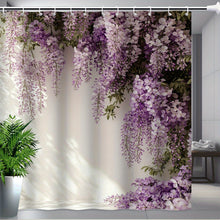 1pc Elegant Purple Wisteria Shower Curtain with White Blossoms - Extra Long 70.8x70.8 Inches, Beige & Green Foliage Design, 12 Hooks Included, Machine Washable for Spa-Like Bathroom Decor in Lilac, Wisteria  or Wisteria Flowe