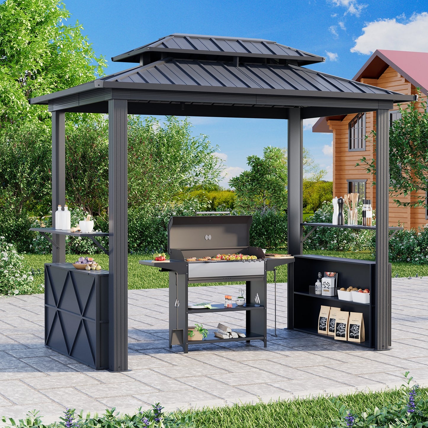 OYEROL All Weather Grill Gazebo with Galvanized Steel Frame