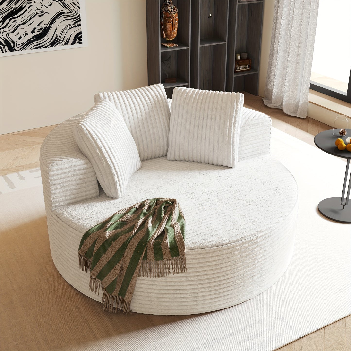 Corduroy Modular Sofa Bed With Built-In Pillows For Living Room