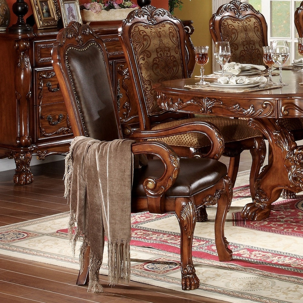 Vinyl Upholstery-Like Arm Chair With Nailhead Trim And Manual Recline