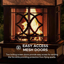 Outdoor Wood Burning Steel Fireplace With Chimney Spark Screen