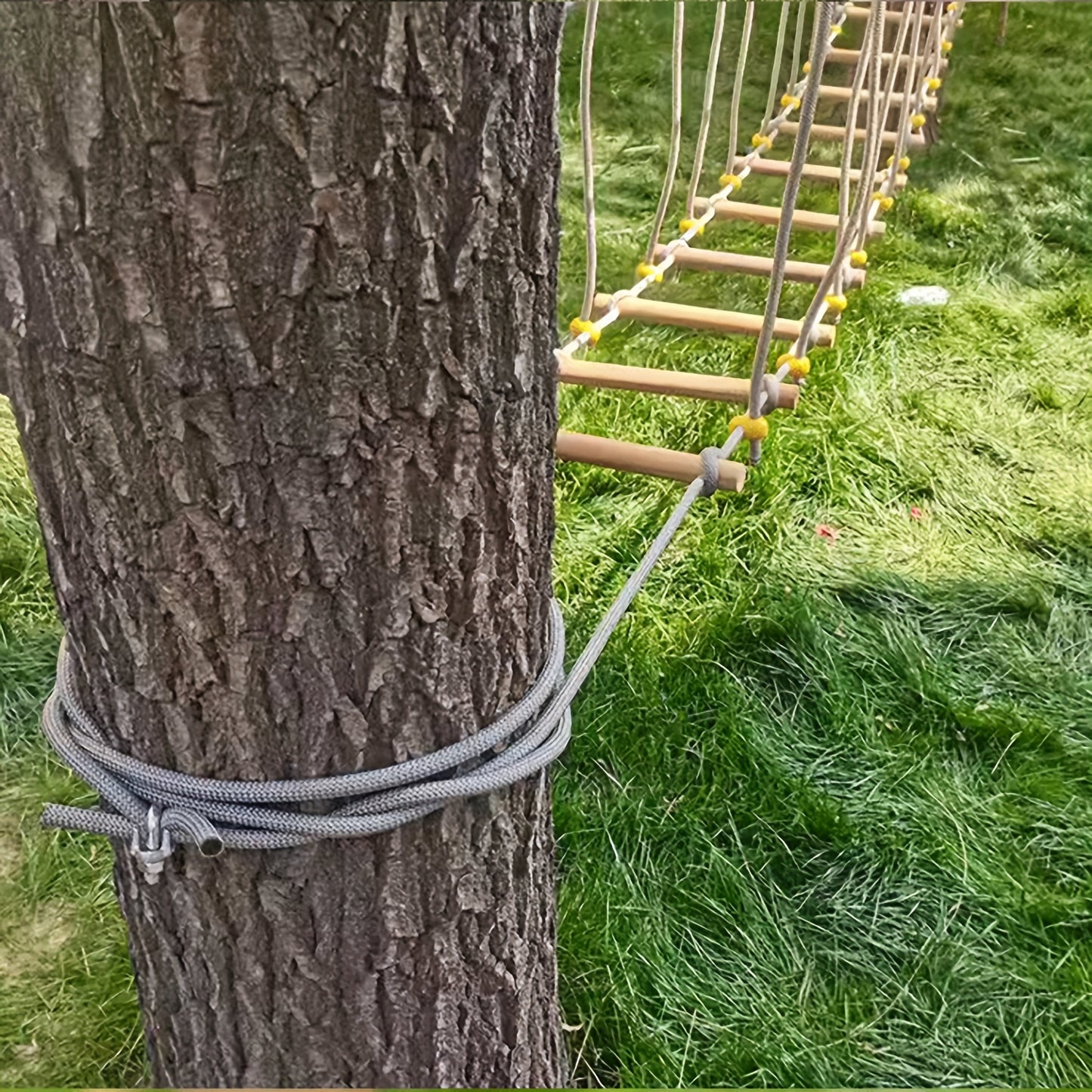 Solid Wood Outdoor Suspension Bridge For Backyard Playground Obstacle Course