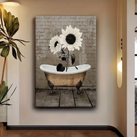 Sunflowers Wrapped Canvas Wall Art In Wooden Frame For Home