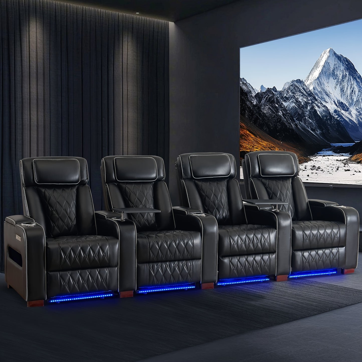 Consofa Home Theater Seating Power Recline Leather Memory Foam Sofa