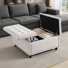 KINGFUN Square Storage Ottoman With Removable Lid Hardwood