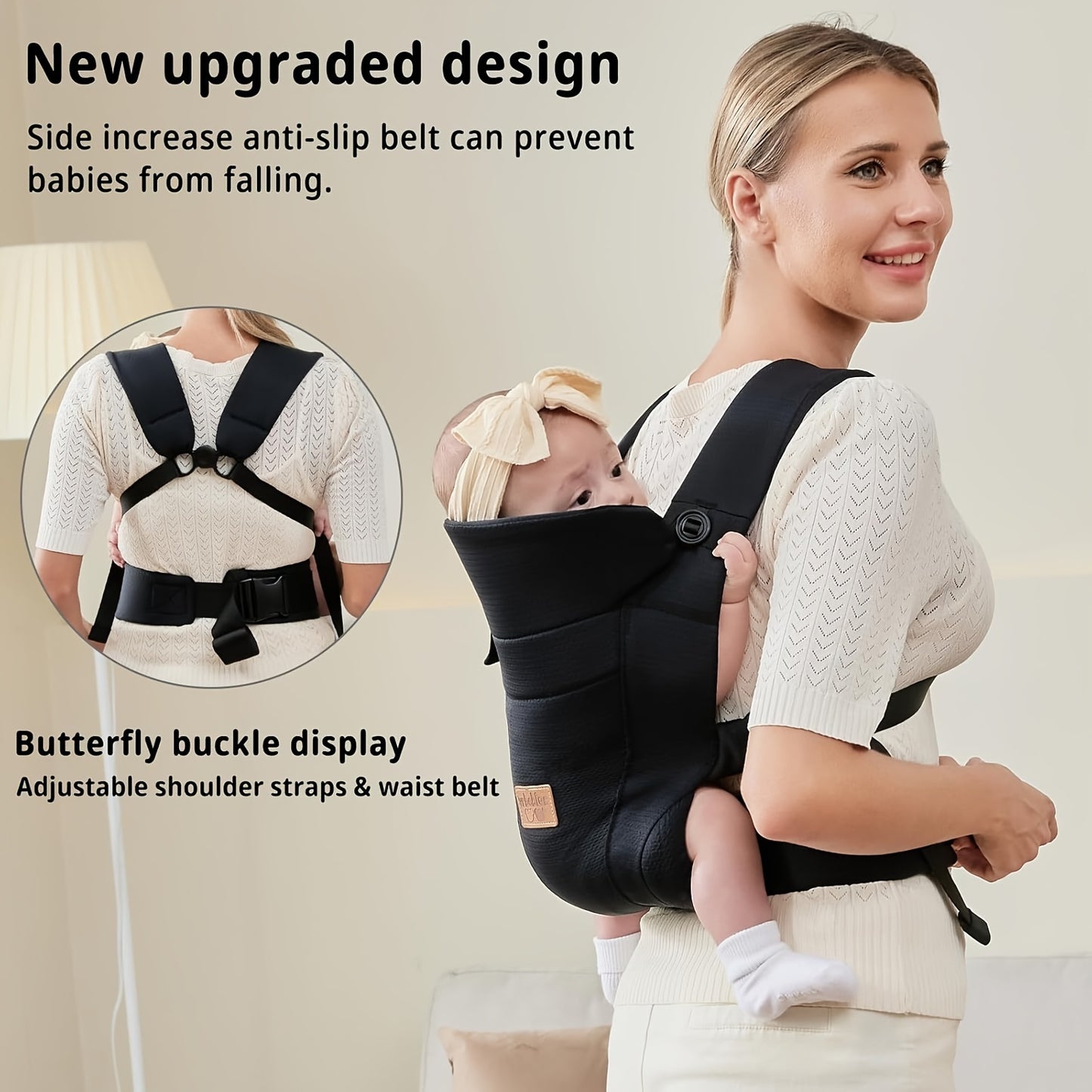 VRBABIES Ergonomic Baby Carrier For Newborn To Toddler Breathable