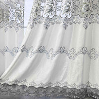 WPKIRA Embroidered Grommet Curtains European Floral Luxury Curtains Semi Blackout Curtains for Living Room/Bedroom 1 Panel Thermal Insulated Window Treatment Drapes Eyelet Curtains W40 x L84 inch