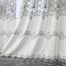 WPKIRA Embroidered Grommet Curtains European Floral Luxury Curtains Semi Blackout Curtains for Living Room/Bedroom 1 Panel Thermal Insulated Window Treatment Drapes Eyelet Curtains W40 x L84 inch