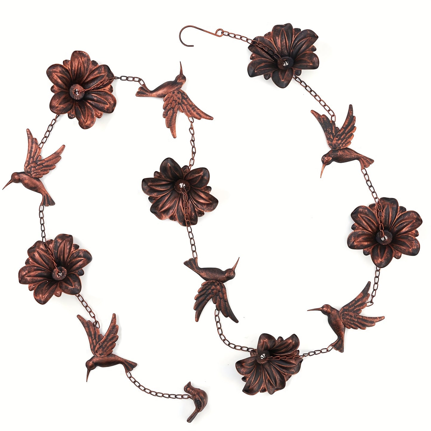 Metal Hummingbird Rain Chain for Durable Outdoor Garden Decor