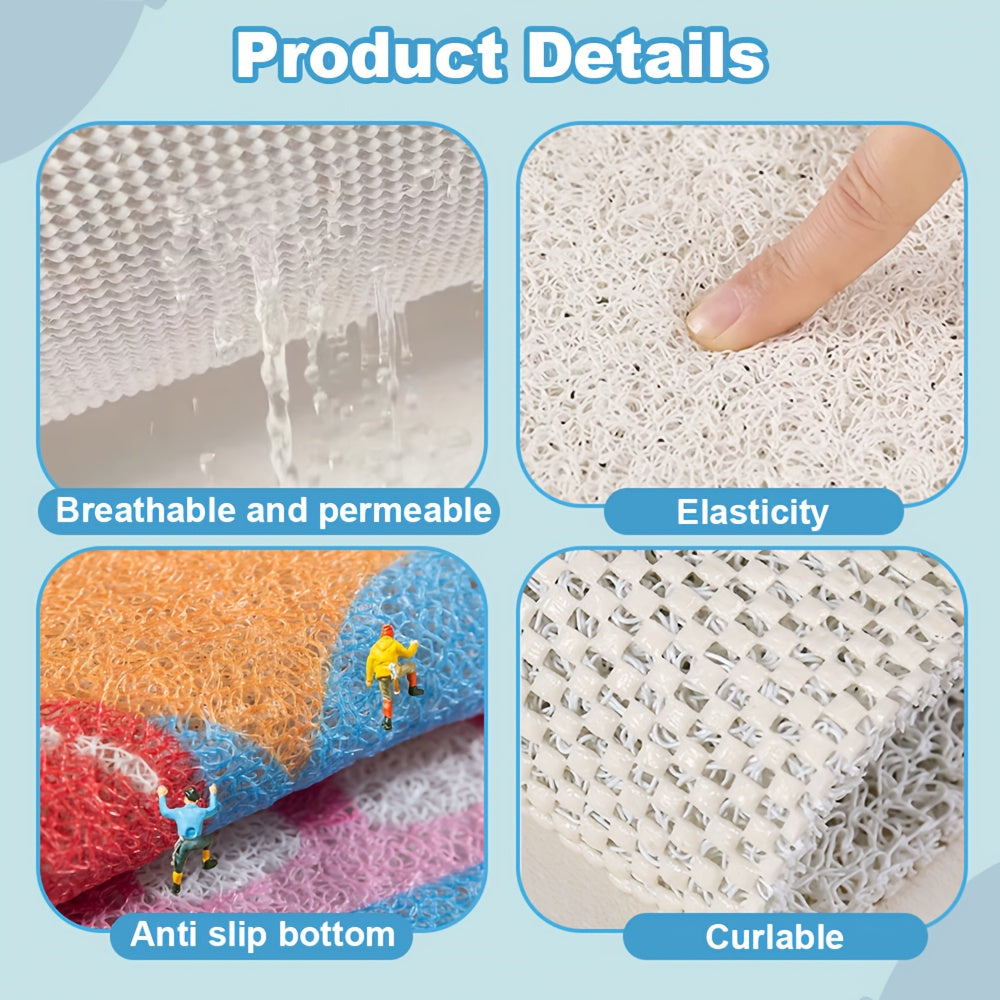Daisy Pattern Shower Mat Anti Slip PVC Bath Rug Indoor