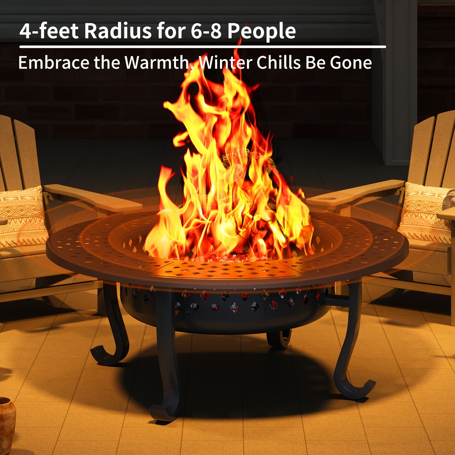 Fire Pit With Grill And Lid For Outdoor Wood Burning
