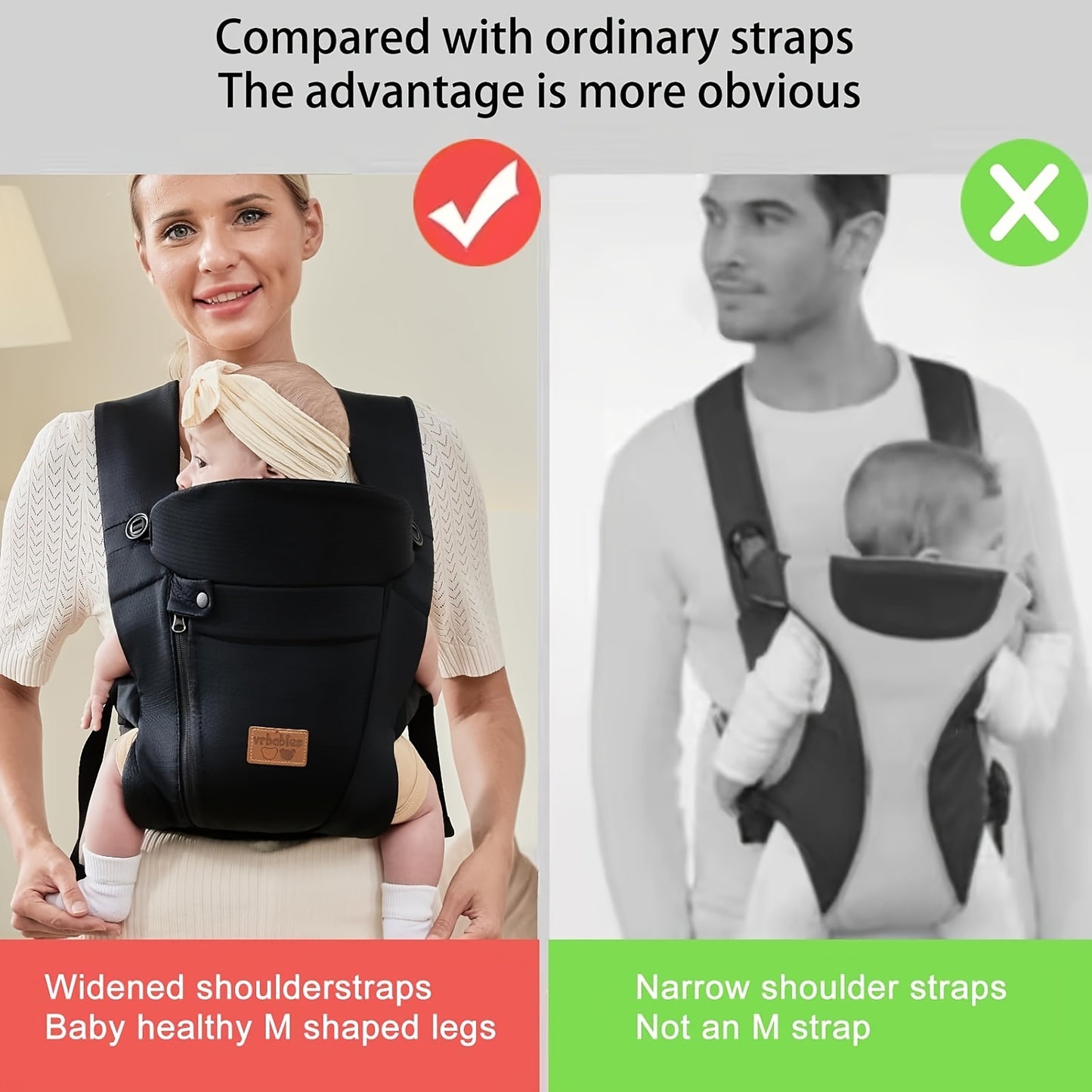 VRBABIES Ergonomic Baby Carrier For Newborn To Toddler Breathable