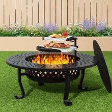 Fire Pit With Grill And Lid For Outdoor Wood Burning