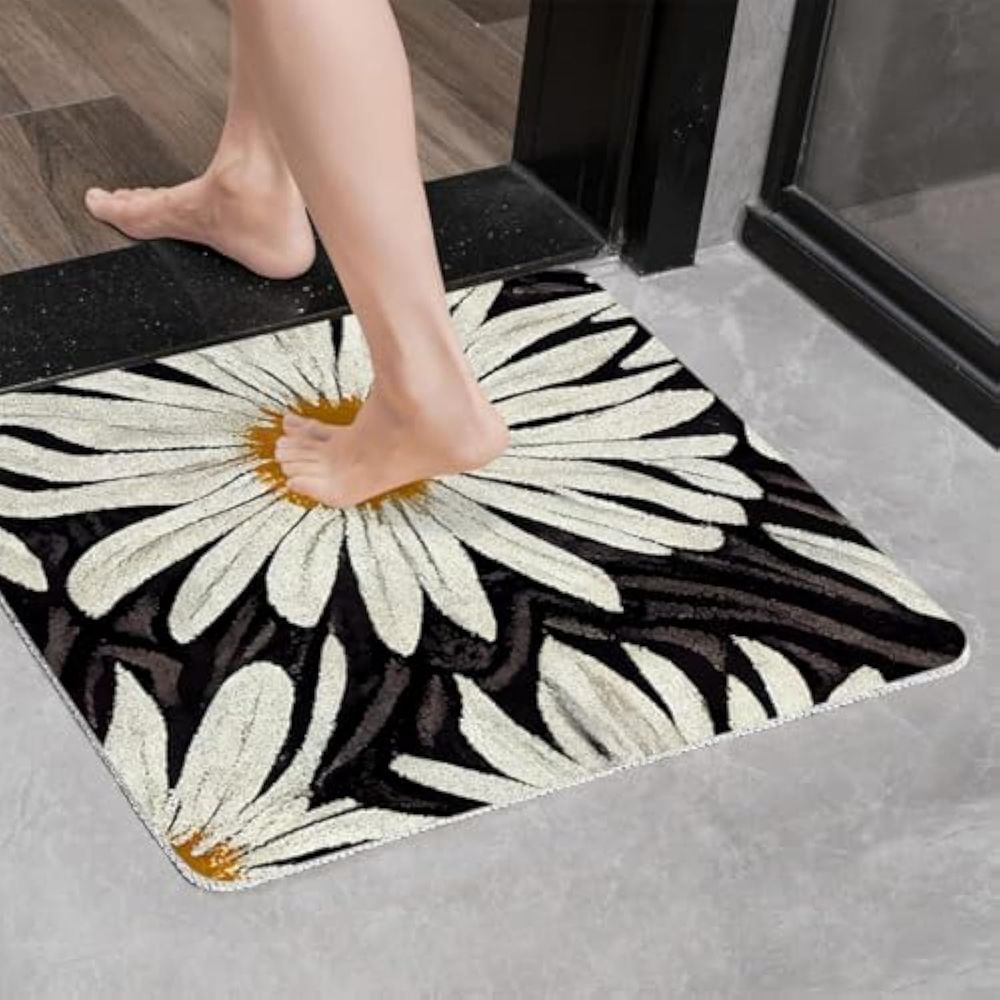 Daisy Pattern Shower Mat Anti Slip PVC Bath Rug Indoor