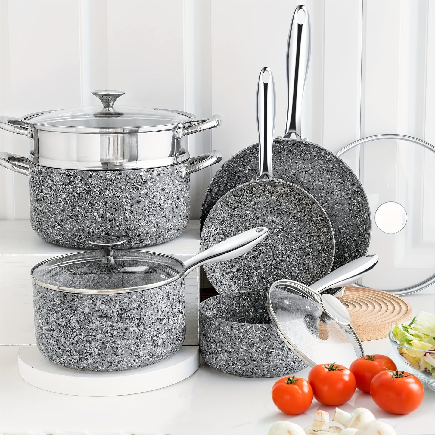 Stone Derived Granite Cookware Set Ultra Nonstick Pots