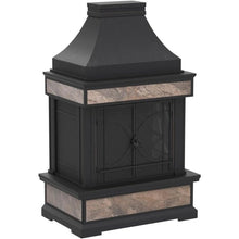 Outdoor Wood Burning Steel Fireplace With Chimney Spark Screen