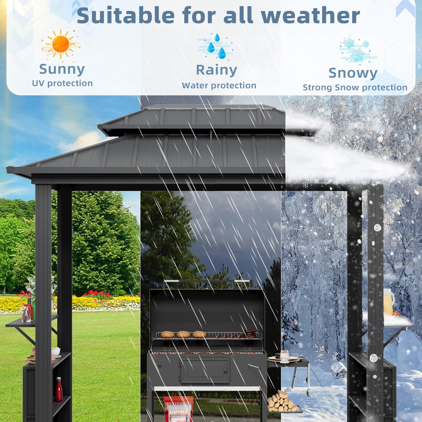OYEROL All Weather Grill Gazebo with Galvanized Steel Frame