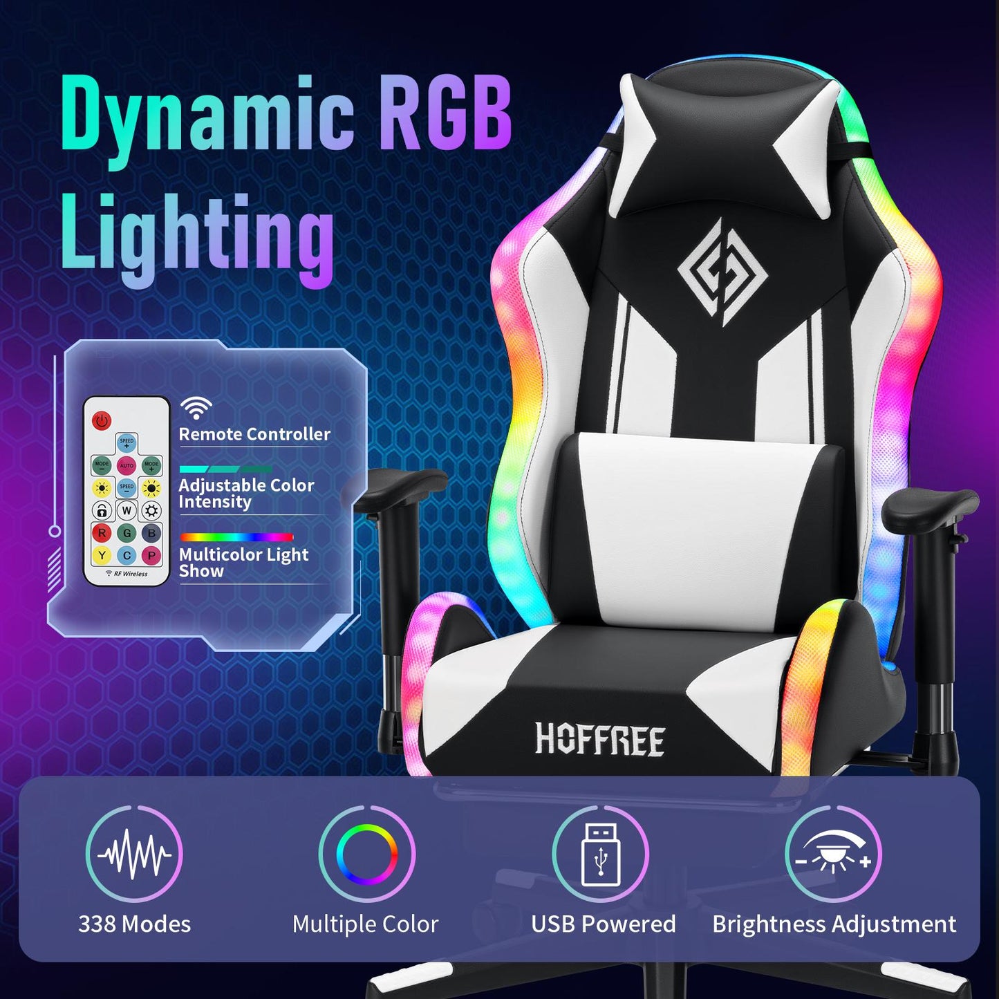 Gaming Chair With RGB Lights Ergonomic Gamer Chair With Footrest