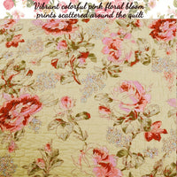 Vintage Rose Floral 100 Percent Cotton Quilt Bedding Set