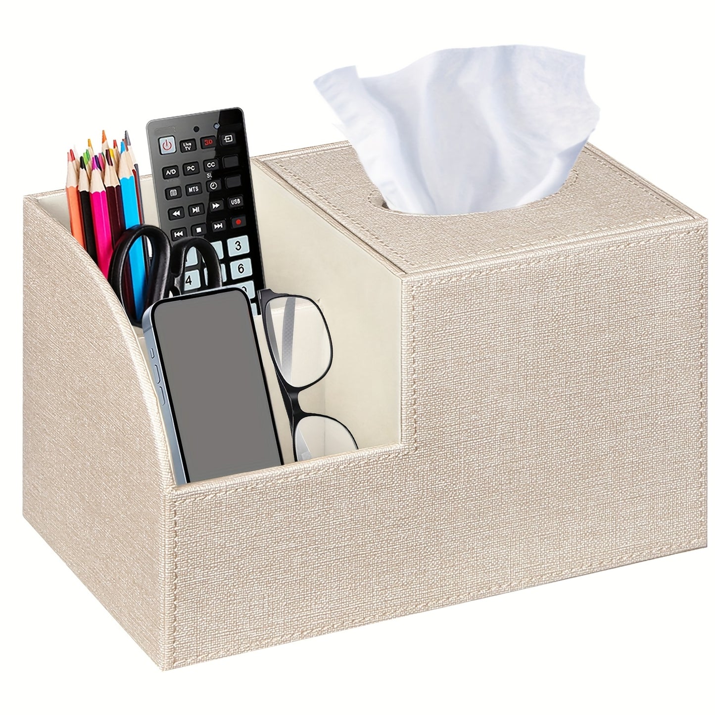 MILITWO Multifunctional PU Leather Napkin Box And Remote Holder