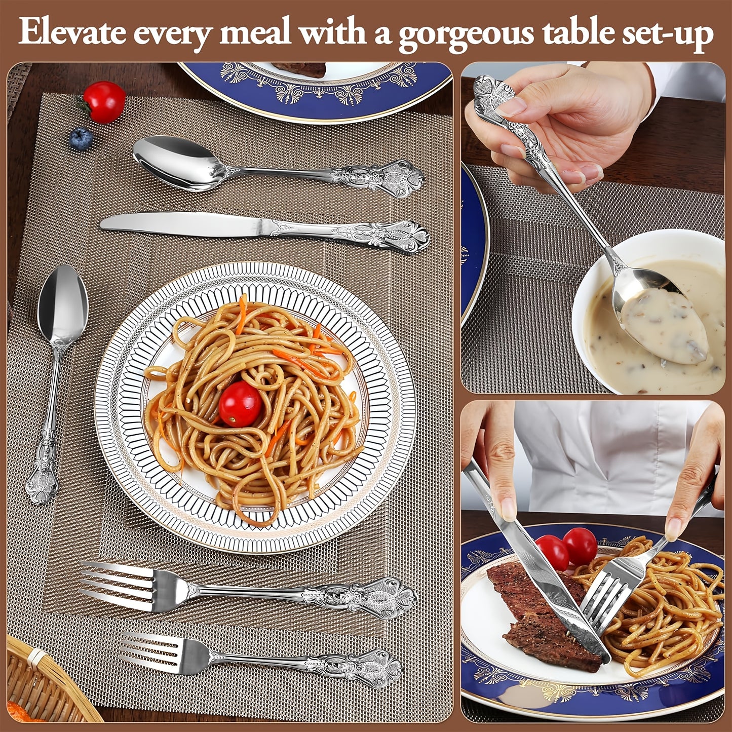 Luxury Palace Flatware Set Stainless Steel Cutlery for Home Use