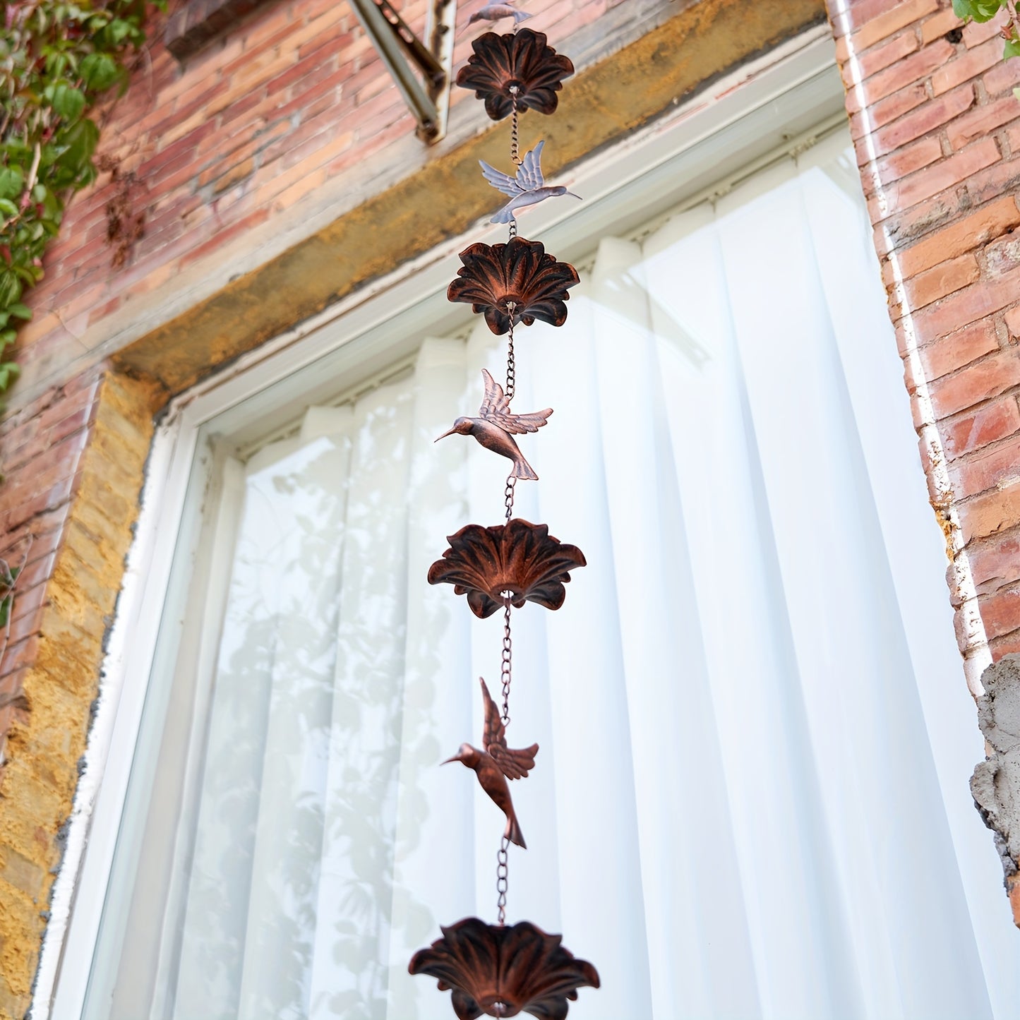 Metal Hummingbird Rain Chain for Durable Outdoor Garden Decor