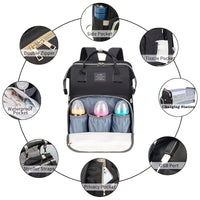 Multi-functional Diaper Bag Backpack | With Baby Carrier and Insulated Bottle Pocket, Large Capacity, Stylish, Polyester, Zipper Closure, Adjustable Shoulder Straps