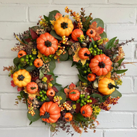 Pumpkin Harvest Festival Wreath for Autumn Home Decor